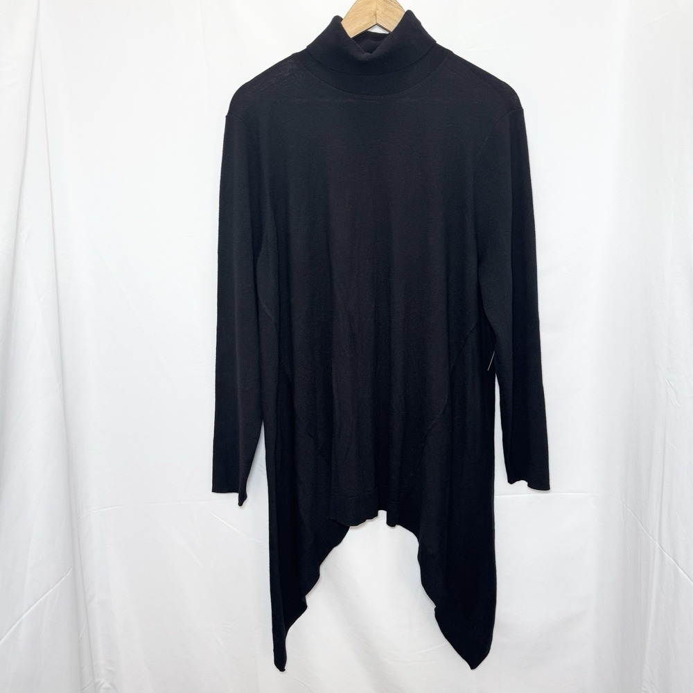 Chico's Black Long Sleeve Cowl Neck Tunic Sweater